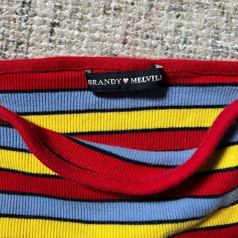 Brandy Melville primary colors striped square neck tank top